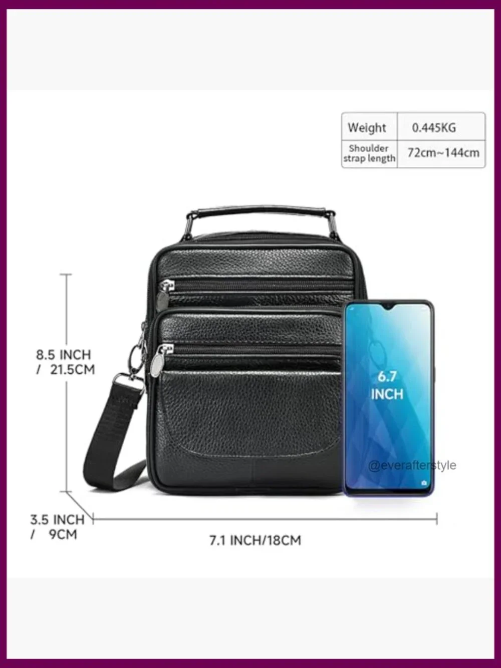 Leather Crossbody Cell Phone Shoulder Bag for Men Messenger Pouch